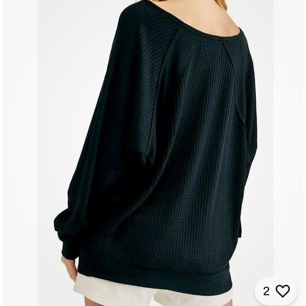 Free-people Thermal Womens Small Black Santa Clara Shirt Top V Neck NWT - Picture 2 of 8